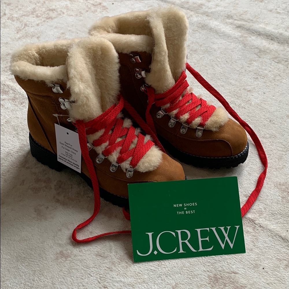 J. Crew Women’s Leather & Shearling Nordic Boots SZ 9
